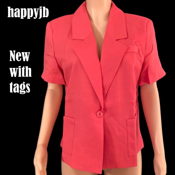 NWT Vintage Blair BFA Classics Short Sleeve Blazer Teaberry Size 16 - Picture 1 of 9